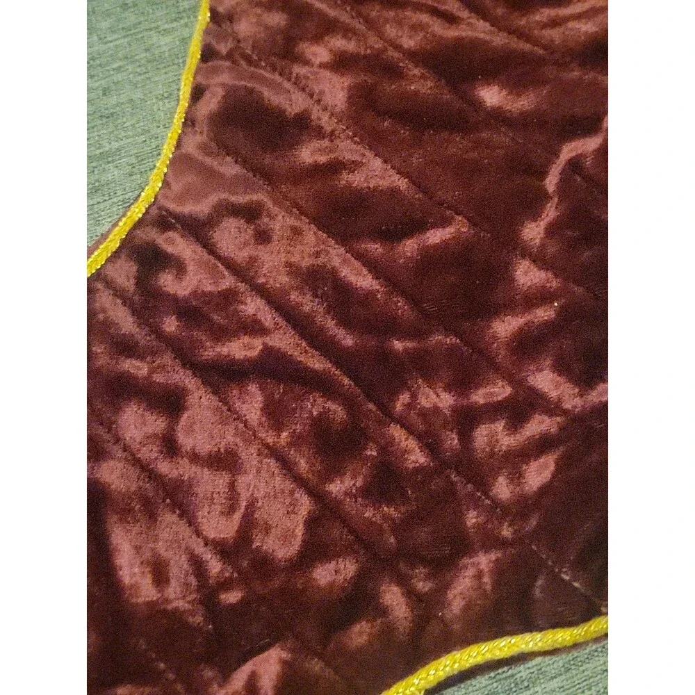 Pier 1 Velvet Stocking Red Green Drum Quilted Christmas Holiday